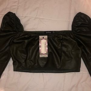 Leather Long Sleeve croptop